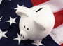 Piggy Bank on a U.S. Flag